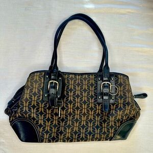 Fossil signature fabric shoulder bag